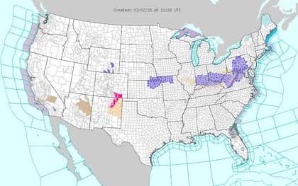 En el suroeste, Phoenix (Arizona) alcanzará hoy los 91°F (33°C), lo que marcará su tercer día consecutivo por encima de los 90°F