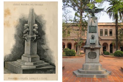 En el triptico de Correa Morales ubicado en el patio se rinde tributo a tres figuras fundamentales de la historia del colegio: Urquiza, Larroque y Clark.