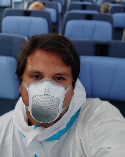 En el vuelo de regreso a la Argentina en medio de la emergencia sanitaria, donde volaron solo repatriados, en su mayoría -cuenta Ignacio- personas con discapacidad.