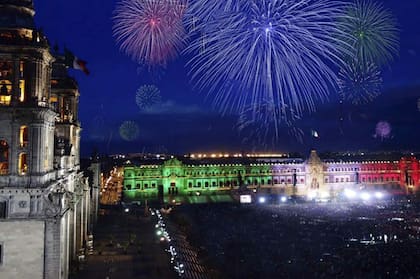 En el Zócalo para el Grito de la Independencia.