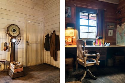 En esta balanza se pesan los corderos. Al lado, el escritorio de la casa.