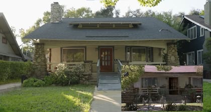 En esta calle arbolada de South Pasadena se filmaron las escenas del vecindario en 1955. En una de estas viviendas vivía Biff Tannen, el antagonista de la historia, junto a los personajes de George y Lorraine