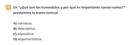 En esta consigna, los estudiantes debían identificar el tipo de texto predominante en un artículo de divulgación científica