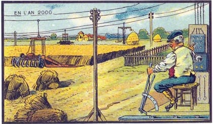 En esta ilustración de 1899, Côté imagina cómo será la "atareada" labor de un granjero en el año 2000