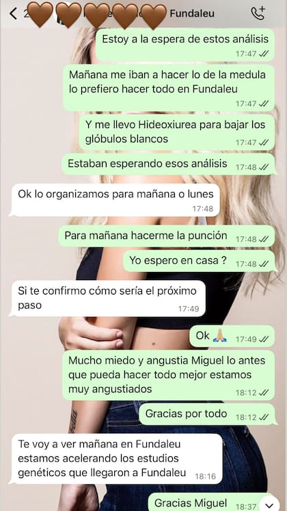 En este chat, Wanda mostró cuán angustiada estaba por conocer el resultado de sus análisis de sangre, aunque no reveló la fecha de los mismos