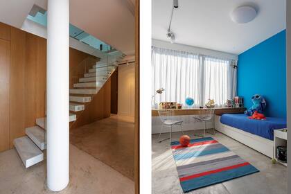 En este cuarto infantil, sillas Bertoia cromadas (Manifesto), alfombra (Elementos Argentinos) y plafón ‘Moon’ (Fábrica de Luz). Diseño de cama y escritorio (Estudio Abramzon).