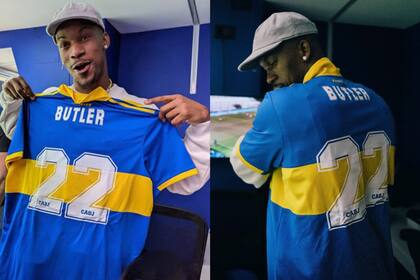 En febrero Butler vio un partido en La Bombonera, y tanto ahí como en La Bombonerita recibió de regalo camisetas de Boca (de fútbol y básquetbol) con su apellido.
