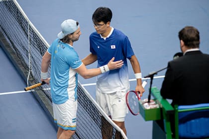 En febrero, Trungelliti y Chung en Busan: el surcoreano logró el 3-2 y los locales avanzaron a la segunda ronda de los Qualifiers de la Copa Davis