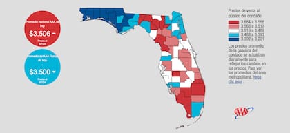 En Florida, el precio del galón de gasolina cuesta aproximadamente 3,5 dólares