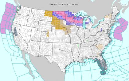 En Florida, se pronosticaron lluvias dispersas para el jueves, mientras que en el suroeste las temperaturas se mantendrán entre 20 y 27 °C