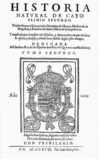 En Historia Natural del Siglo I, el romano Plinio el Viejo compiló 37 volúmenes de conocimientos de la época.