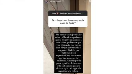 En Instagram, Wanda Nara habló sobre el robo que sufrió en su casa de París.
