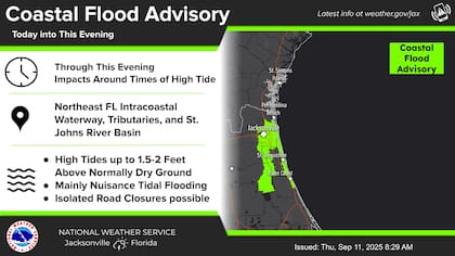 En Jacksonville se esperan lluvias costeras