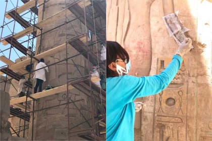 En julio pasado comenzó la primera fase del proyecto de restauración de las 12 columnas abiertas en forma de papiros situadas en el centro de la sala