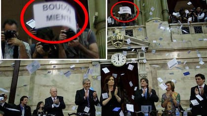 En la apertura de las Sesiones Legislativas de marzo de 2012 arrojaron papeles en su contra