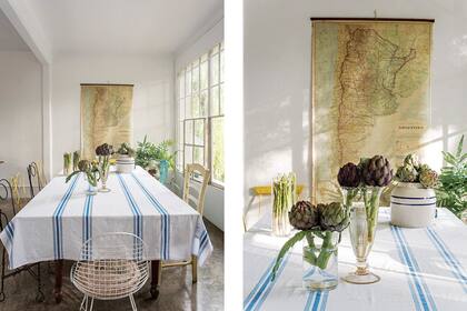 En la cabecera, antiguo mapa de la Argentina. La herrería estuvo a cargo de Doblette.