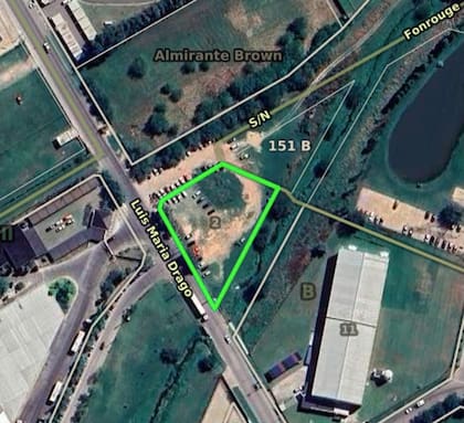 En la calle Luis María Drago, Almirante Brown, se subastará un terreno de 2509,07 m2