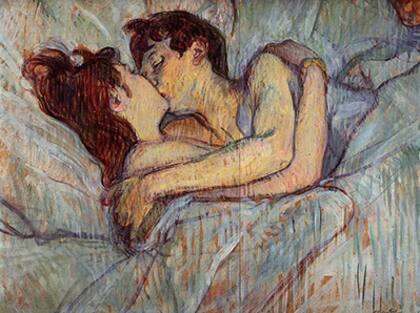 En la cama: el beso (1892) de Henri Tolouse Lautrec.