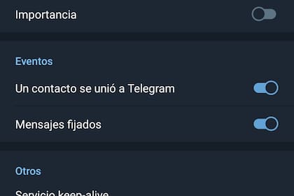 En la configuración de las notificaciones de Telegram se puede desactivar el aviso de nuevos usuarios