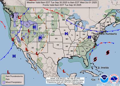 En la costa oeste y el interior montañoso llegarán tormentas provenientes del Pacífico