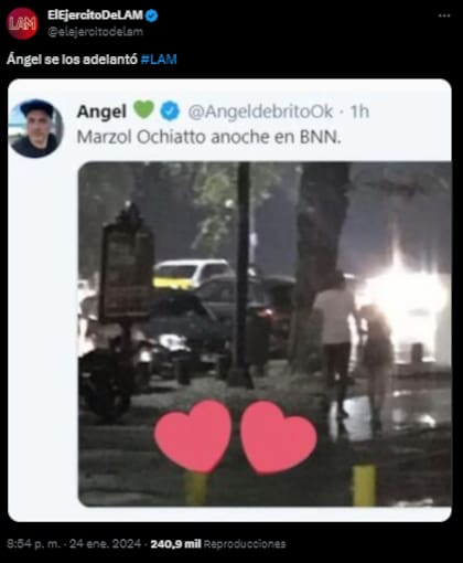 En la cuenta de X de LAM compartieron una foto de Marzol y Occhiato que Ángel de Brito había publicado (Foto: X @elejercitodelam)