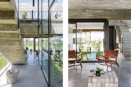 En la entrada, luminarias colgantes (Griscan Iluminación).