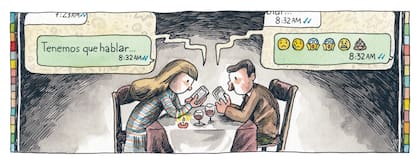 En la ilustración de Macanudo del diario LA NACION del 7 de agosto, Liniers también tocaba el tema con humor