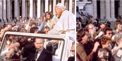 En la imagen ampliada se distingue claramente el arma asomando entre la multitud