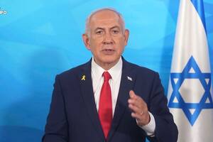 En la imagen, tomada de un video publicado por la Oficina de Prensa del Gobierno de Israel, el primer ministro Benjamin Netanyahu emite un comunicado el martes 18 de marzo de 2025, en Tel Aviv, Israel.