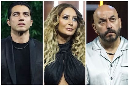 En la imagen, tres de los cinco finalistas de La casa de los famosos: Rodrigo Romeh, Geraldine Bazán y Lupillo Rivera