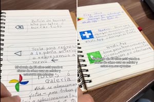 En la libreta se pueden ver los dibujos de diversas aplicaciones de mensajería (Foto: Captura TikTok @mirandaavan)