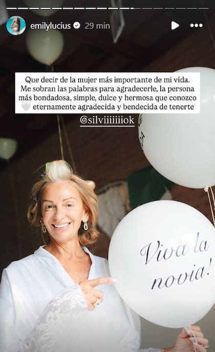 En la misma cuenta de la influencer la novia le dedicó unas palabra a su madre, la persona "más bondadosa, simple, dulce y hermosa que conozco"
