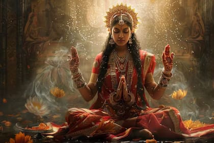 En la mitología hindú, el loto simboliza la belleza divina y la iluminación, y es asociado con deidades como Lakshmi