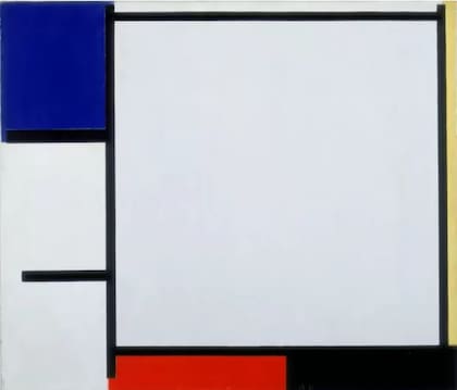 En la obra “Composición con azul, amarillo, rojo, negro y gris” de Piet Mondrian solo prevalecen los colores primarios