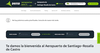 En la página de Aena ya no se informan vuelos próximos en el aeropuerto