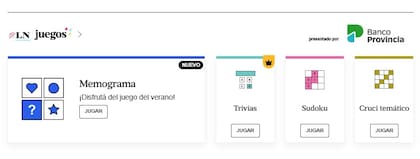 En la página de LA NACION se destaca Memograma, otro reciente lanzamiento de LN Juegos