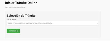 En la página web del DNRPA hay que seleccionar “Cambio de domicilio”