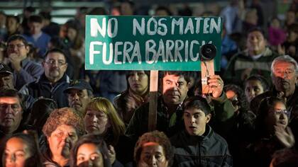 En la plaza central de Villa Mercedes, unos 3000 vecinos se manifestaron anteayer contra Barrick Gold