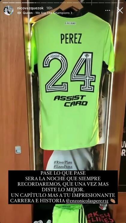 En la previa, Nicolás Vázquez le dedicó un mensaje a Enzo Pérez