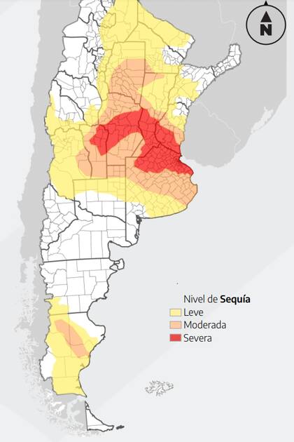 En la principal zona agrícola, la región núcleo, hay un importante porcentaje de sequía en una condición severa