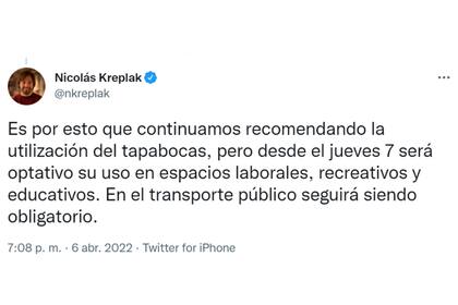En la provincia no es obligatorio el uso de tapabocas en espacios laborales, recreativos y educativos