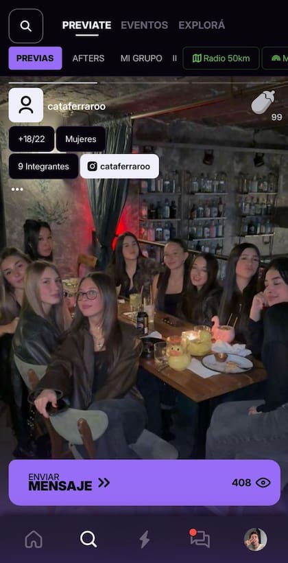 En la sección de previas, cualquier usuario puede crear un grupo abierto, subir una foto al perfil y escribir una breve descripción