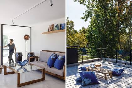 En la terraza, almohadones (Pezkoi Deco).