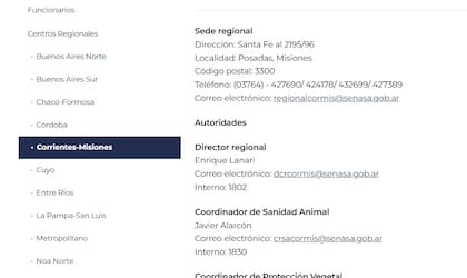 En la web de Senasa Enrique Lanari ya figura a cargo del organismo para Corrientes y Misiones