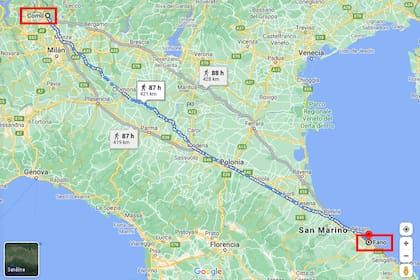 La policía detuvo al hombre y al ser consultado de dónde era, respondió que vivía en Como, una localidad que está a 427 kilómetros de Fano