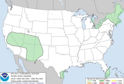 En las Cuatro Esquinas y el Gran Cañón, una vaguada de onda corta cruzará el suroeste el jueves y generará tormentas dispersas que aportarán humedad y alivio parcial a regiones afectadas por sequía prolongada
