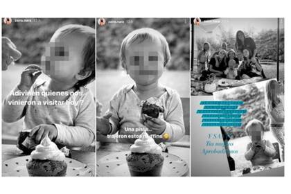 En las historias de Instagram, a modelo subió algunas fotografías del bebé y la visita que tuvieron durante el feriado