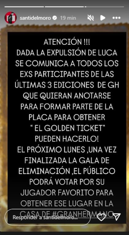 En las historias de Instagram, Santiago del Moro anunció que exjugadores podrán volver a la casa más famosa de la Argentina