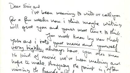 En las ocho páginas de la carta, Lennon expresa una profunda admiración por Clapton, a quien consideraba un referente del rock (International Autograph Auctions Europe, SL)