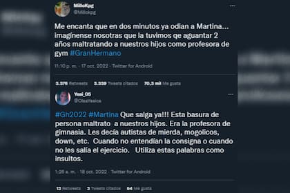 En las redes acusaron a Martina de maltratar a sus alumnos (Foto: Captura de Twitter)